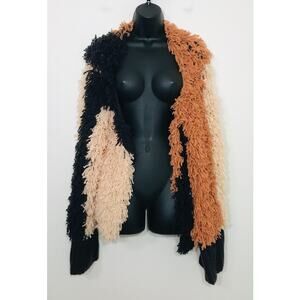 Ryan Roche Shaggy Knit Cardigan Cashmere Artsy One Of A Kind Grunge Retro US 10